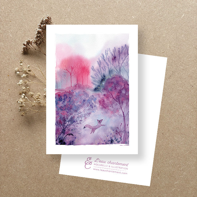 Renard dans la forêt mauve