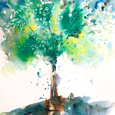 arbre moderne aquarelle