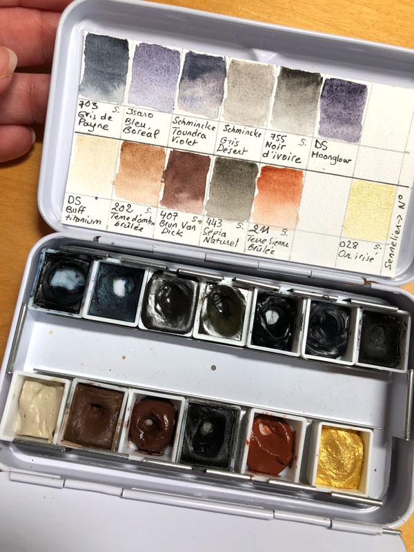 palette de couleurs neutres d'aquarelle et son nuancier