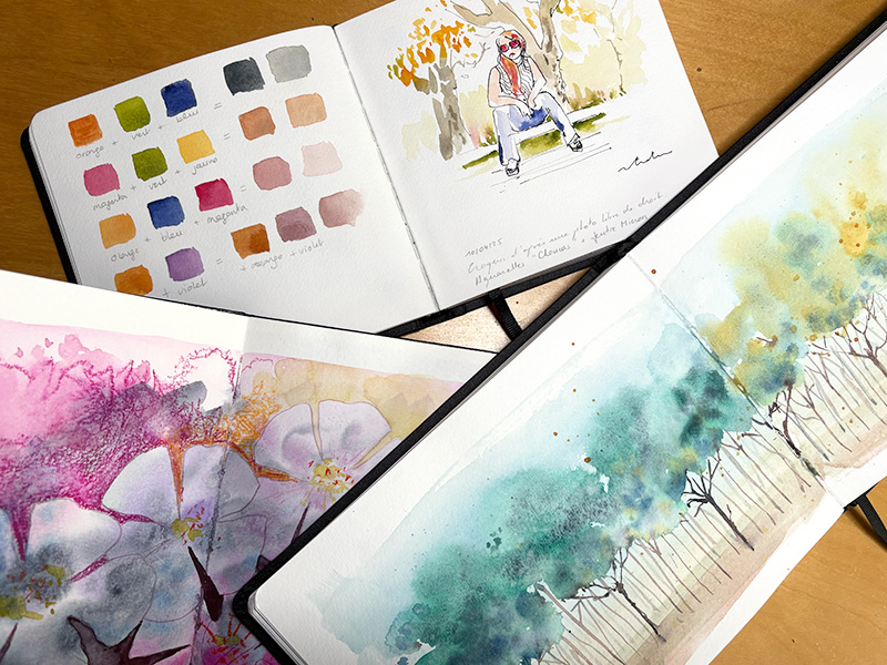 exemple carnets d'aquarelle